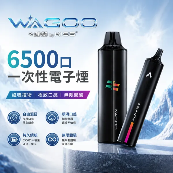 【12種口味】哇酷WAGOO & KIS5聯名6500口拋棄式電子煙